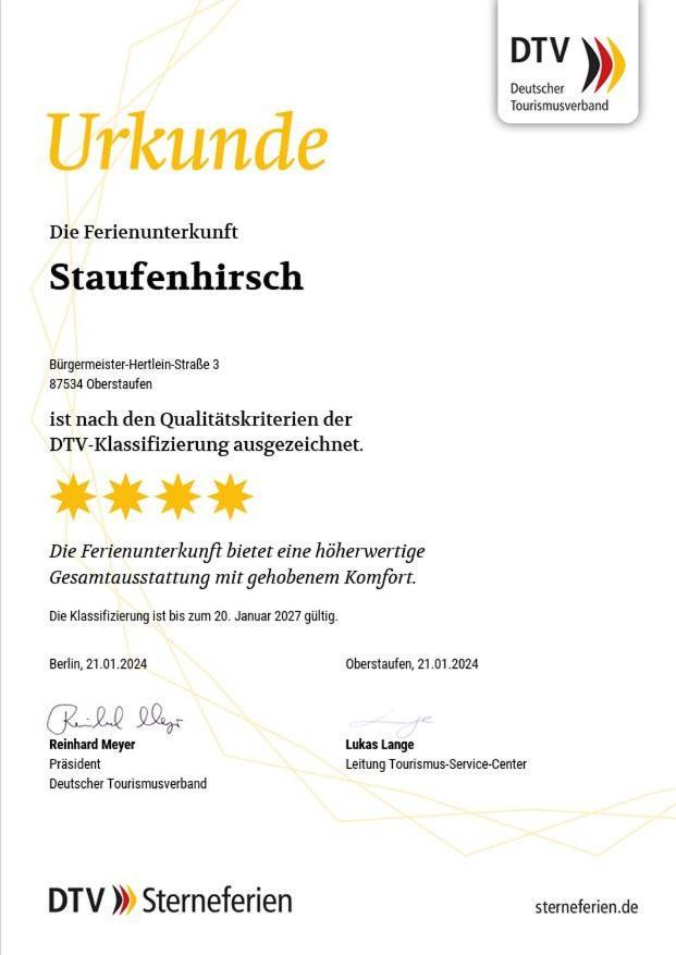 אוברשטאופן Staufenhirsch Apartment מראה חיצוני תמונה